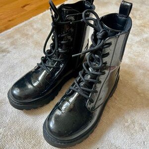 Glossy Black Kids Boots